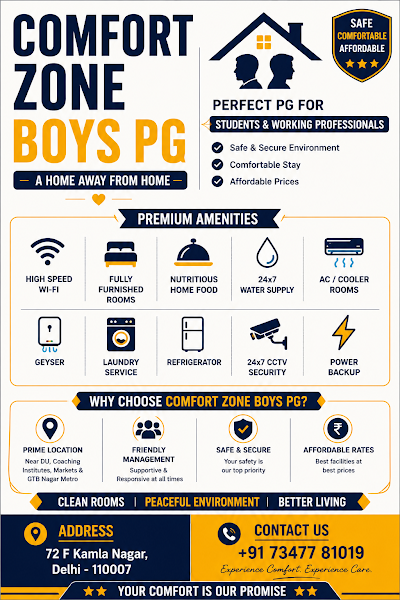 Comfort Zone Boys PG - Boys hostel in Delhi
