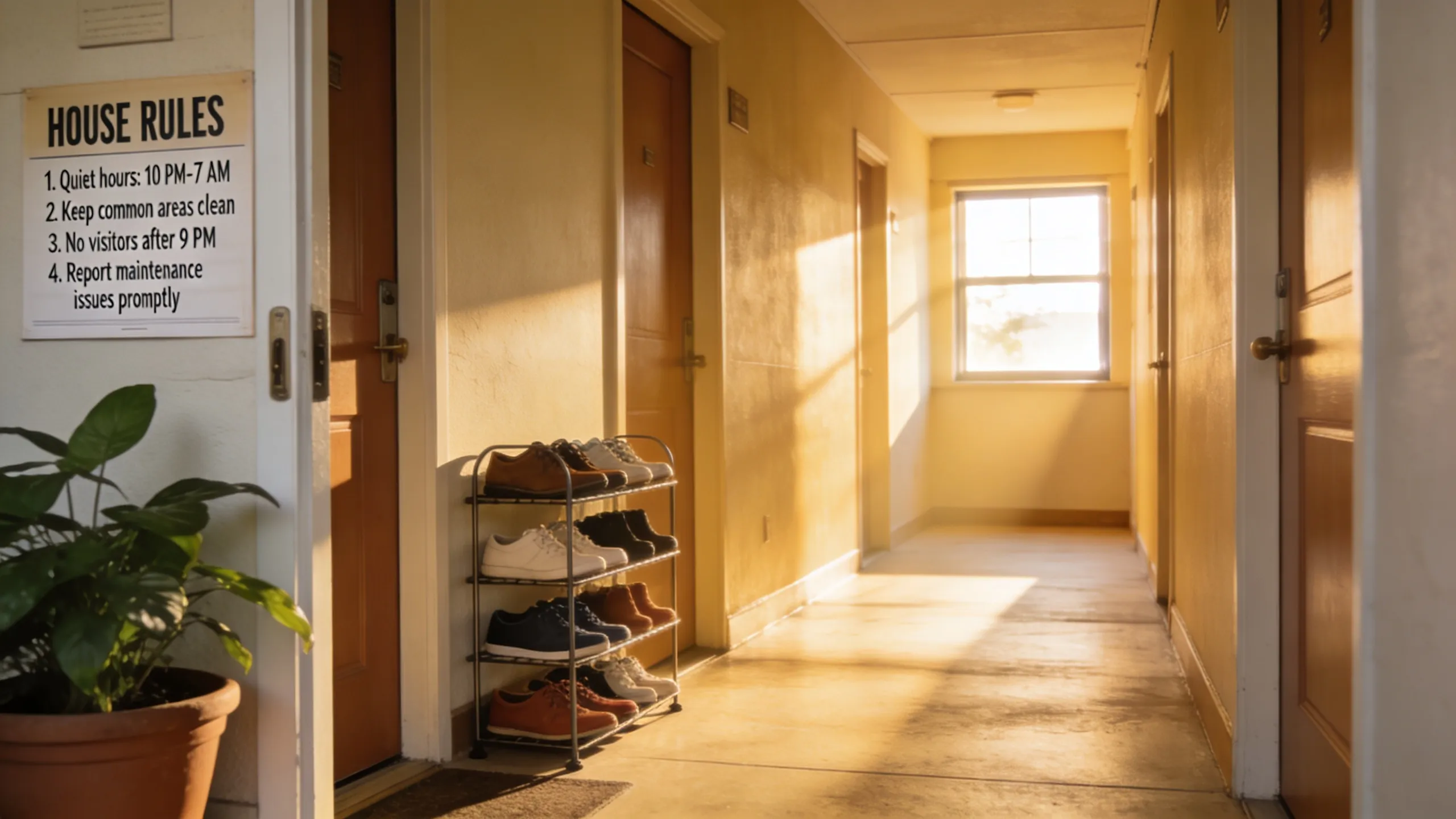 Student inspecting a PG room during a visit with checklist in hand